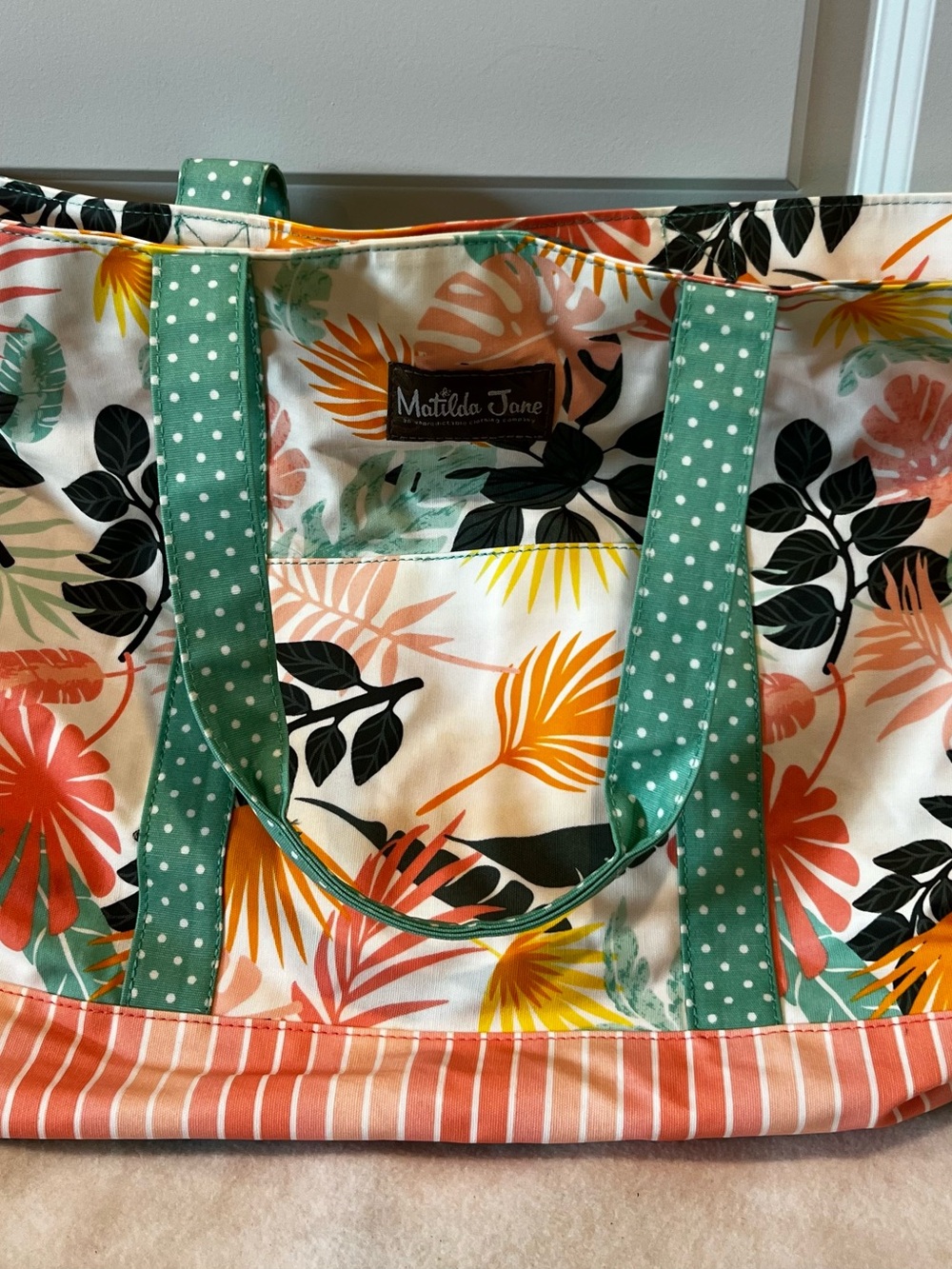 Matilda Jane Tropical Floral Tote with Mint Polka Dot Straps & Lacoste Bundle